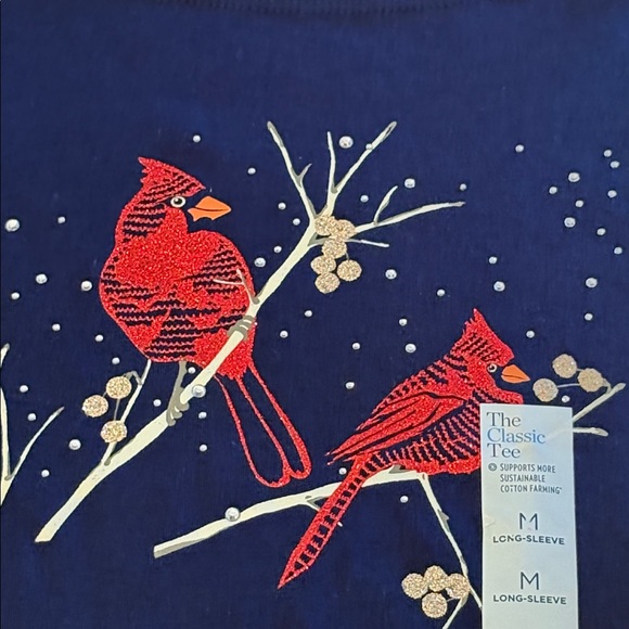 Croft & Barrow Holiday Cardinal Long Sleeve Tee Shirt - Picture 7 of 10